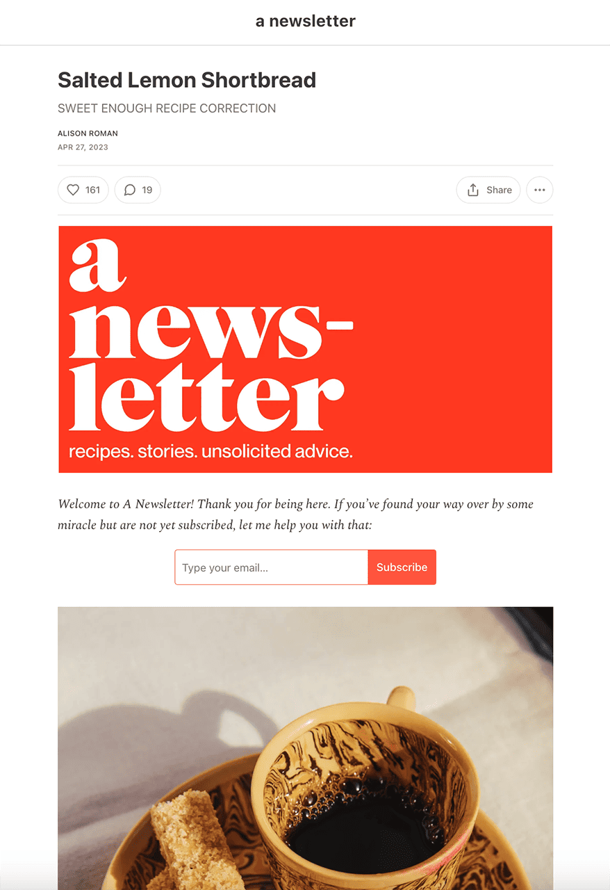 how to use substack newsletters newsletter make money monetize audience alison roman