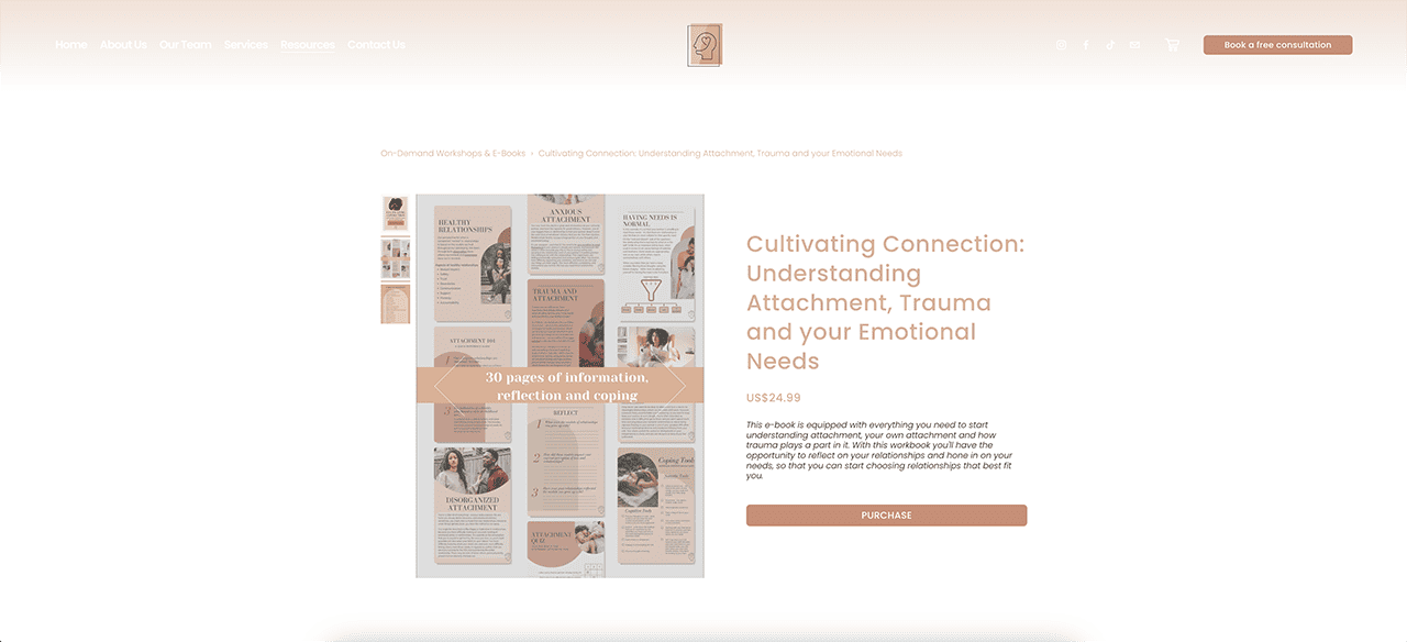 ebook digital product Cultivating Connection therapist TikTok content creator Simone Saunders The Cognitive Corner