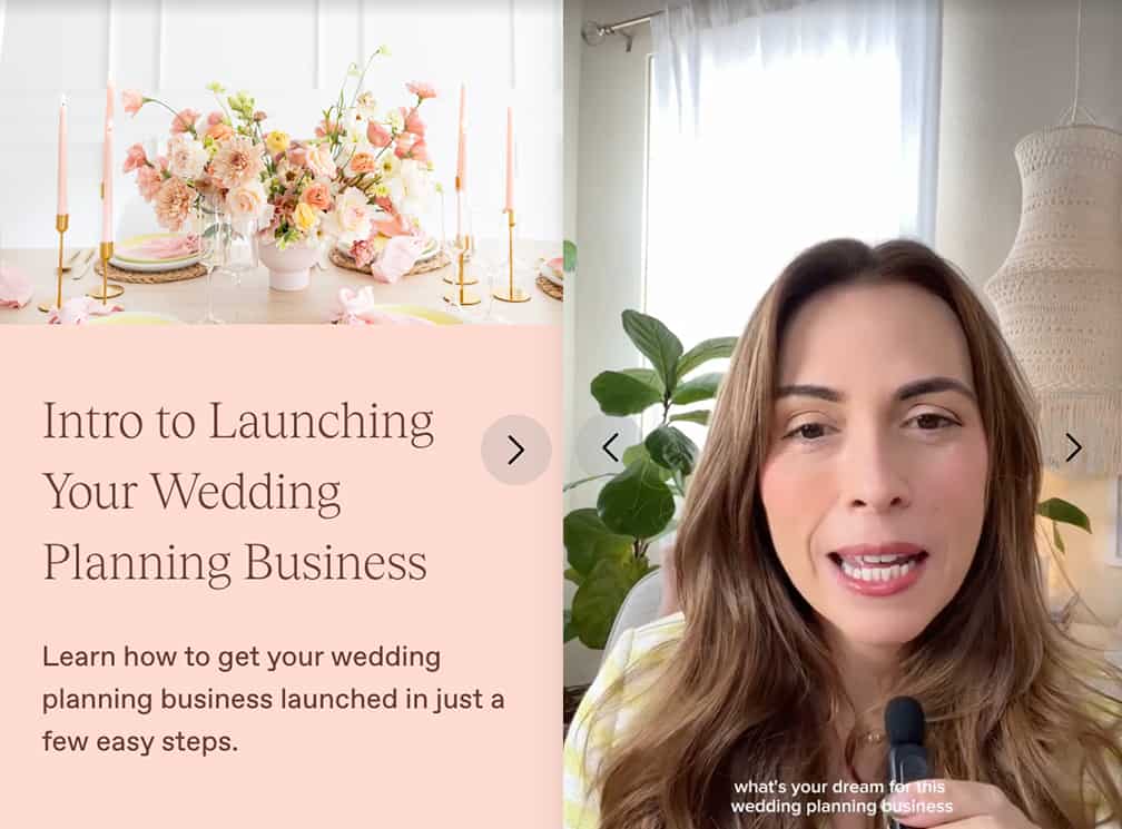 the leap by thinkific digital products examples ai powered mini course Launch Your Wedding Planning Business Candice Coppola 