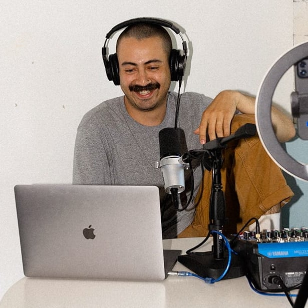about section thinkific laptop man podcast recording