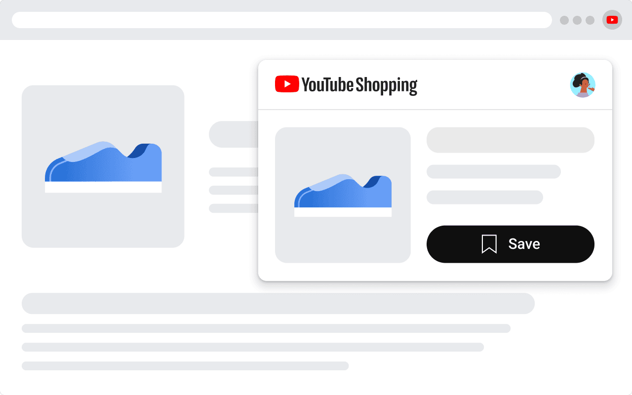 An illustration representing the YouTube Shopping monetization feature.