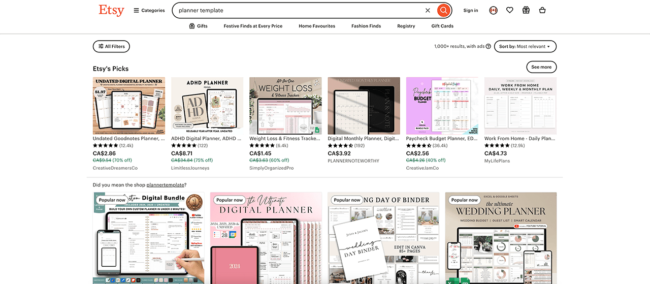 etsy digital products downloads