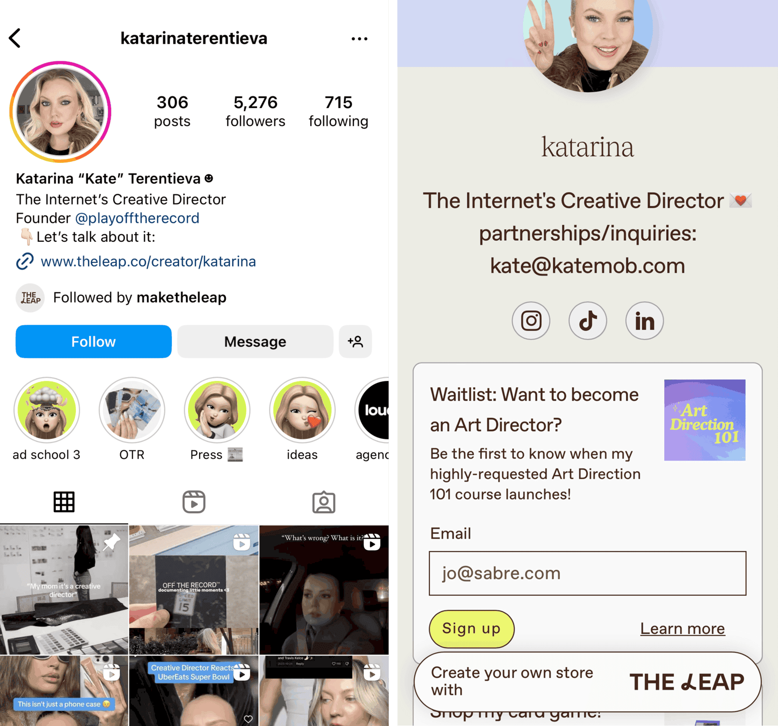 the leap link in bio store