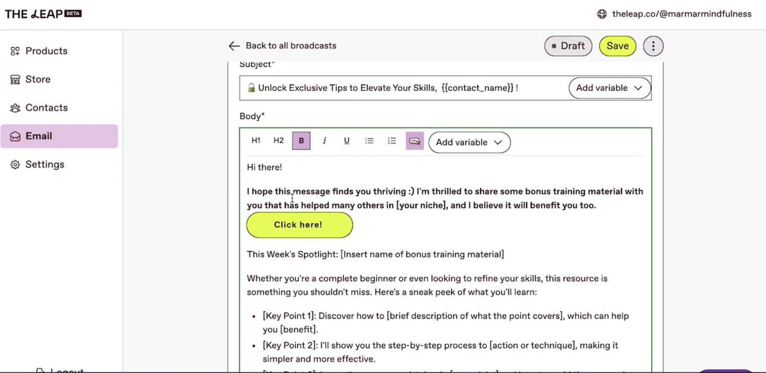 the leap email marketing automation