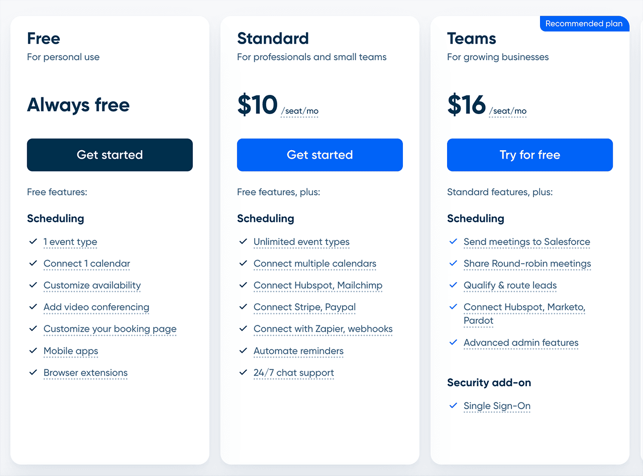 calendly pricing